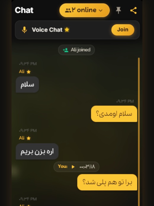 چت زنده و گفتگوی صوتی